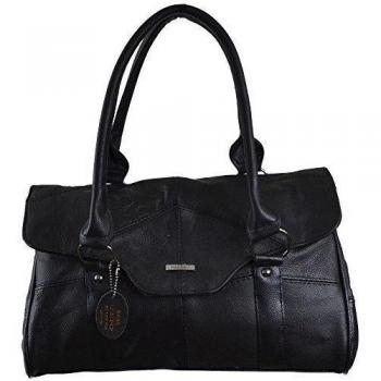 Lorenz - Bolso al hombro de piel para mujer negro negro