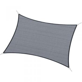 Toldo Vela de Sombra Rectangular 4x6 m HDPE Gris con Anillo de Acero Inoxidable y Cuerdas para Jardín y Terraza