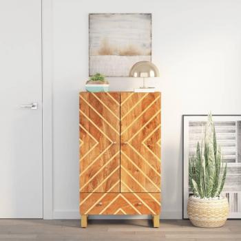 Aparador de madera maciza de mango marrón y negro 60x33,5x100 cm