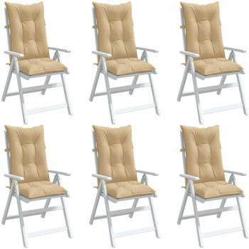Cojines para silla respaldo alto 6 uds tela Color Antracita melange, Gris claro melange, Gris oscuro melange y Beige melange 120x50x7cm Cojín Decorativo de Asiento Cojines