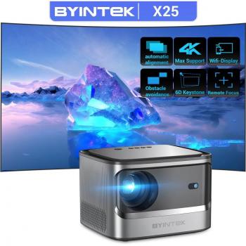 BYINTEK X25 Smart Full HD 1080P LCD LED Projector with Auto Focus and WiFi
