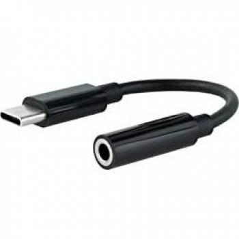 NANOCABLE 10.24.1205 - Cable Adaptador Audio USB-C/Macho a Jack 3.5/Hembra, 11 cm, Negro