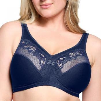 Glamorise MagicLift Full-Figure Minimizer Bra - Navy Blue, Size 36-F