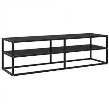Mueble para TV negro con vidrio negro 140x40x40 cm