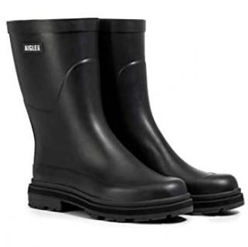 Aigle Mid-Calf Rubber Rain Boots for Men - Color: Noir