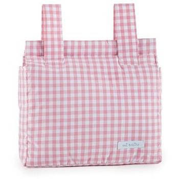 Bolsa Organizadora Multifuncional para Carro de Bebé Mi Bollito Rosa Vichy 10 x 35 x 35 cm