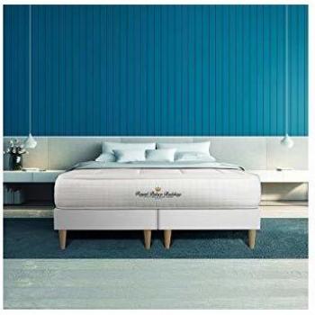 Conjunto de Cama Balmoral - Base Tapizada Blanca + Colchón Viscoelástico 180 x 200 cm - Altura 24 cm