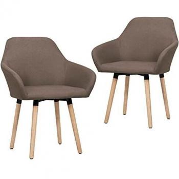 Brown Fabric Dining Chairs Set of 2