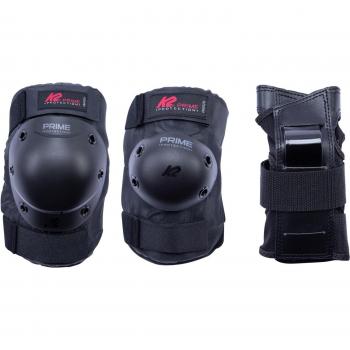 K2 Skate Kit Prime Pad Negro Hombre Adulto - Conjunto de protección para patinadores, incluye rodilleras, coderas y muñequeras, diseñado para adultos, color negro