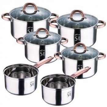Batería de cocina 10 piezas en acero inoxidable con tapas, incluye 2 ollas de Ø16cm, 2 ollas de Ø18cm y 2 ollas de Ø20cm San Ignacio