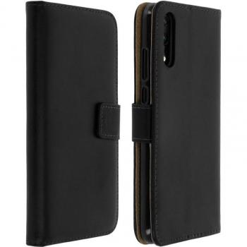 Funda libro billetera de cuero negro para Huawei P20