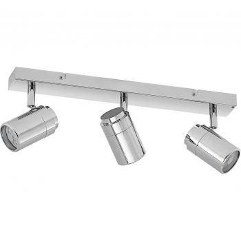 Lindby Remilan downlight de techo, cromado, largo, foco empotrado moderno en plateado hecho de metal con 3 llamas GU10 para salón y comedor