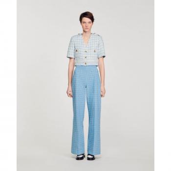 Sandro Women's Lightly Flared Tweed Pants - Blue - Size 10 US