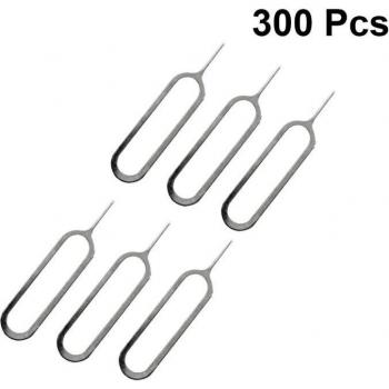 Eyector de extracción de Pin para bandeja de tarjeta SIM, aguja de extracción, 300 unidades, color plata