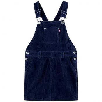 Vestido Infantil de Pana con Tirantes Ajustables y Bolsillos - Azul Marino (Talla 104)