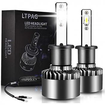 Bombilla H1 LED Coche, LTPAG 2pcs 72W Lampara H1 LED 12V/36V Luces LED Coche H1, 2019 Novísimo 12000LM Faros Reemplazo de Halógena y Kit Xenón H1, Blanco 6000K, Garantía de 2 años