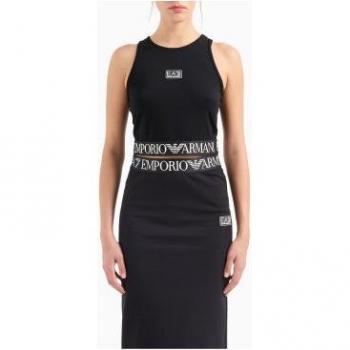 Top Natural Ventus7 negro EA7 de Emporio Armani para mujer con diseño de cinta Ventus
