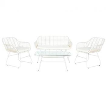 Conjunto de Sofá y Mesa DKD Home Decor Metal ratán sintético 124 x 74 x 84 cm, Multicolor, Estándar