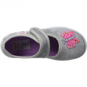 Pantuflas Superfit Belinda para Niñas, Ballerina con Velcro, Diseño Moderno, Color Gris Claro y Rosa