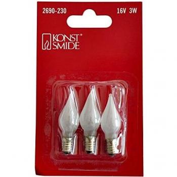 Bombillas de repuesto E10 3W 16V Konstsmide - Pack de 3 con efecto llama