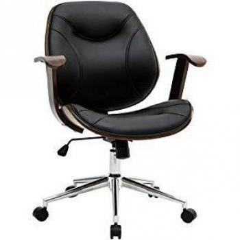 Silla de escritorio moderna negro y madera oscura Yorke