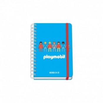 Agenda Escolar Dohe Playmobil Core A5 Espiral Wire-o Semana Vista Papel 80g/m2 Cubierta de Cartón Plastificado Cierre con Goma Elástica Color Azul