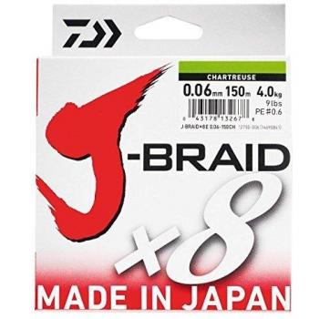 Daiwa - Jbraid 8 Braid 500, Color Verde, Talla 0.220 mm