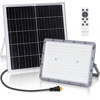 Aigostar - Foco proyector LED solar con mando a distancia,200W, 6500W luz blanca. Resistente al agua IP65. Perfectos para exterior jardín， patios， caminos o garajes