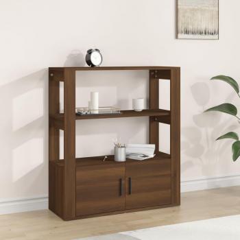 Aparador de madera contrachapada 80x30x90 cm en color marrón roble, mueble de almacenaje para salón, buffet, armario auxiliar y armario de almacenamiento