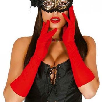 FIESTAS GUIRCA Guantes Rojos Largos 45 cm, Color Rojo