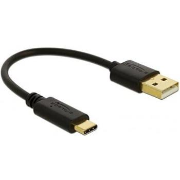 Cable de carga USB Tipo A a USB Tipo C de 15 cm, negro