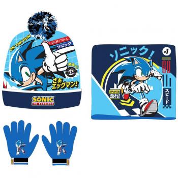 Conjunto Infantil Sonic: Gorro, Guantes y Braga Cuello