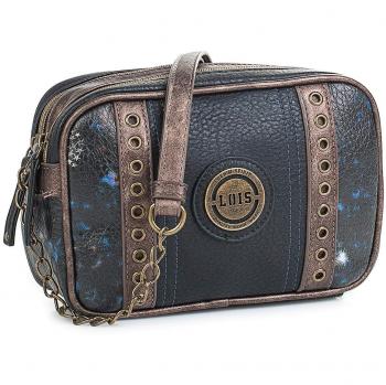 Lois - Bolso Bandolera Ajustable. Cierre con Cremallera. 2 Compartimentos Independientes con Cremallera. Piel sintética Polipiel. 95783, Color Negro