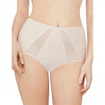 Lou 03237-043 Women's Stripes Nude Solid Colour Full Panty Highwaist Brief Large