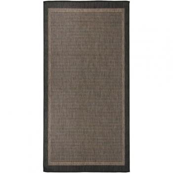 Alfombra exterior de tejido plano 100x200 cm marrón oscuro