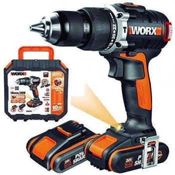 Taladro Percutor Brushless 20V Worx | PowerShare | WX373-2 baterías 2Ah | Motor sin escobillas, 2 velocidades, portabrocas metálico 13 mm sin llave