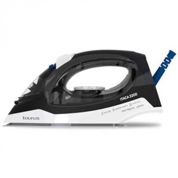 Plancha de Vapor Taurus Itaca 2200W con Golpe de Vapor 110g/min, Suela Silver, Antical, Antigoteo, Autolimpieza y Planchado Vertical - Negra/Azul/Blanco