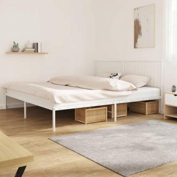 Estructura de cama con cabecero de metal blanca 200x200 cm