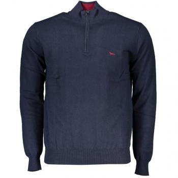 Harmont & Blaine Men's Blue Embroidered Half-Zip Sweater, Size M
