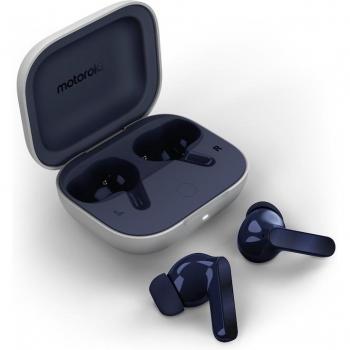Motorola Moto Buds Blueberry - Auriculares Inalámbricos con Cancelación de Ruido y Estuche de Carga Azul Marino