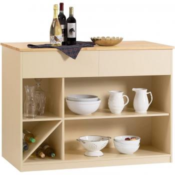 Aparador de Comedor Isla de Cocina SoBuy KNL04-MI con 2 Cajones y Compartimentos Cúbicos, dimensiones 120 x 60 x 90 cm, color madera beige