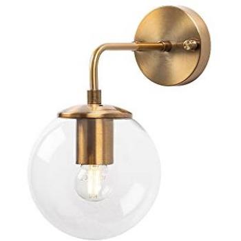 Aplique de pared vintage de metal con pantalla transparente E14 40W, 15x27x25 cm