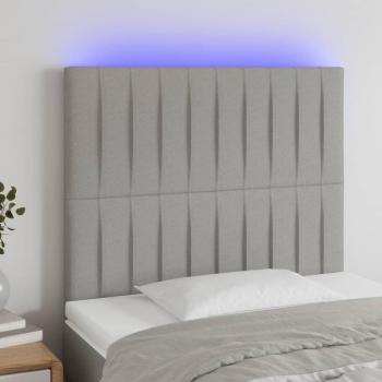 Cabecero LED gris claro 100x5x118/128 cm Tela con luces LED