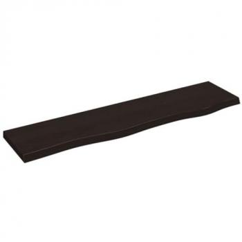 Estante de pared de madera de roble tratada 80x20x2 cm, color marrón oscuro, para oficina, estudio y dormitorio, tipo estantería/librería/mueble de almacenamiento