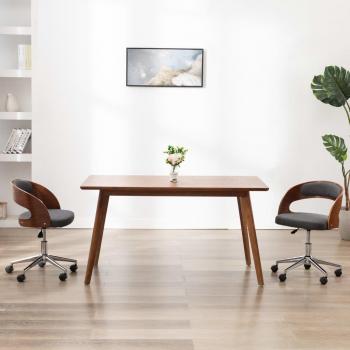 Silla de Oficina Giratoria Curvada Madera/Gris