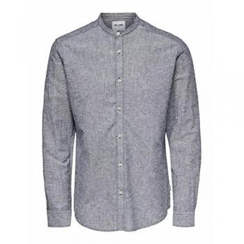 Only & Sons Long-Sleeved Solid Linen Mao Shirt