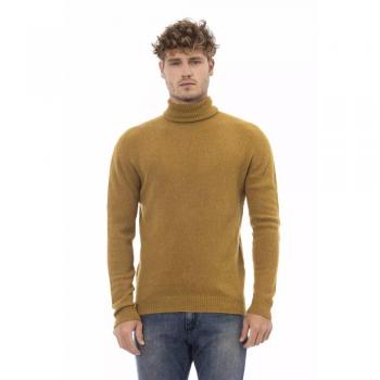 Alpha Studio Brown Alpaca Leather Sweater - IT52 | XL