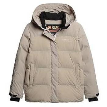 Superdry Parka City Padded Hooded Wind Chaqueta para Mujer en color Chateau Grey, talla 42, blanco crema y características de resistencia al viento y acolchado