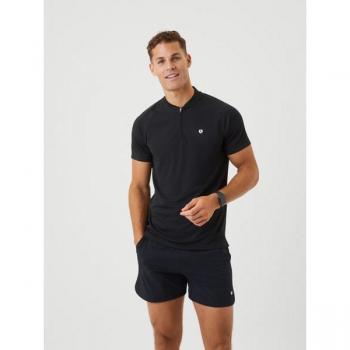 Björn Borg Ace Performance Black Men's Tennis Zip Polo Shirt