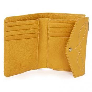 Cartera Hexagona Mujer Mostaza 1 Pliegue 13x9.5x3 cm